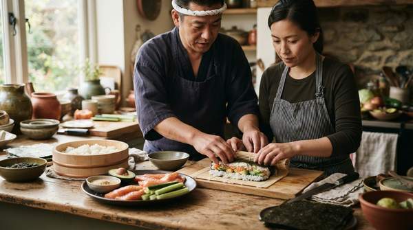 Editorial illustration for A Chef's Guide to Making Your First Sushi Rolls at Home