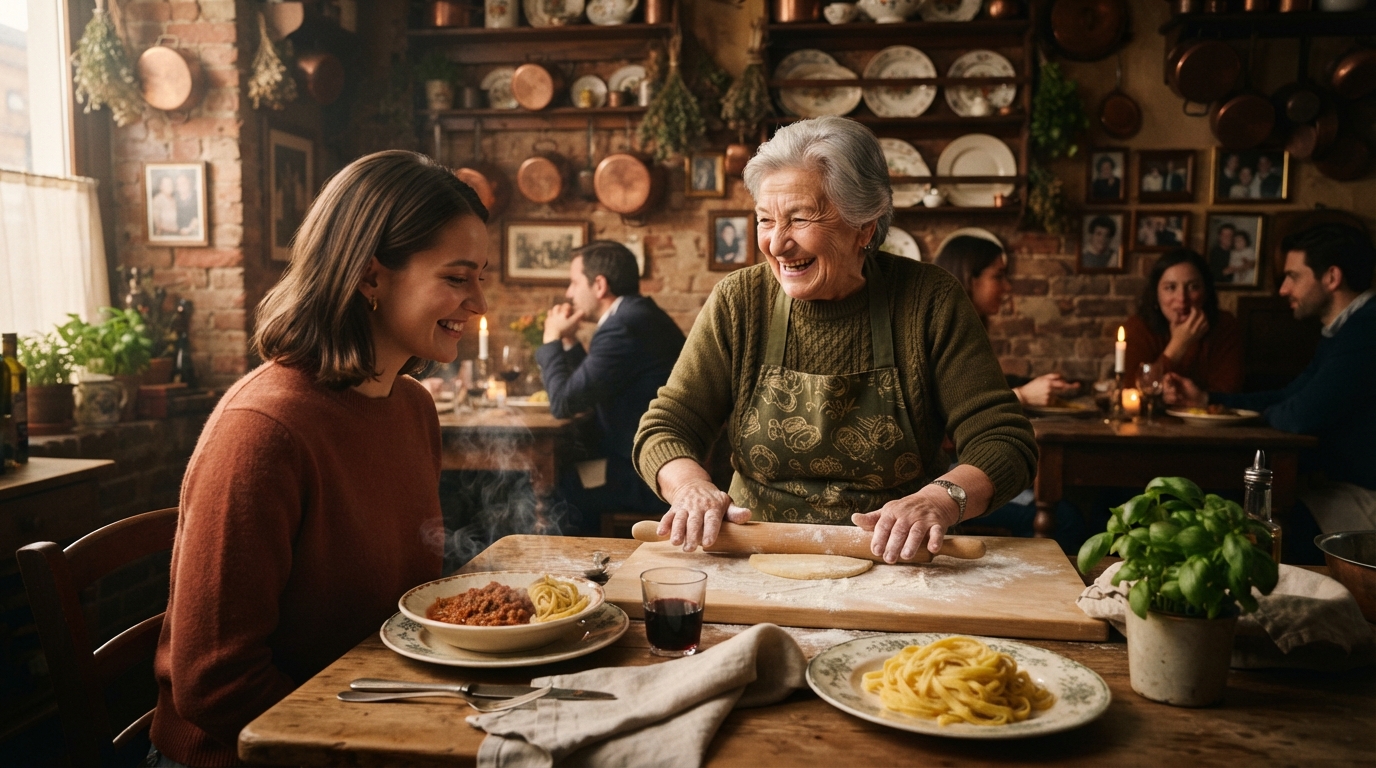 Editorial illustration for Grandma-Core, Decoded: The Three-Part Recipe Behind 2026's Most Comforting Restaurant Trend